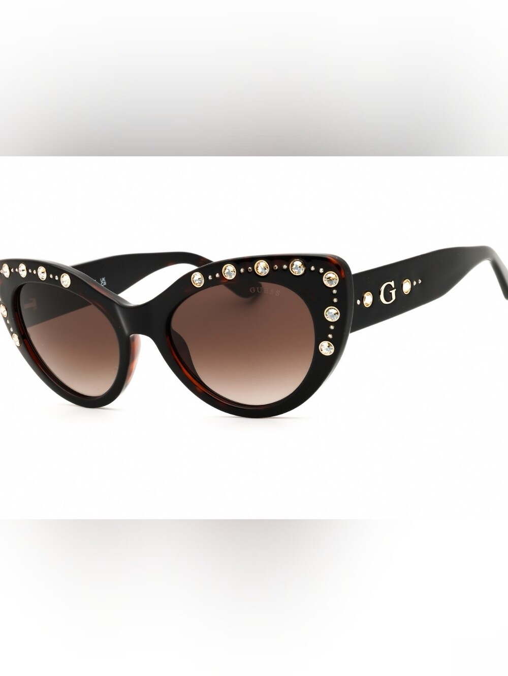 NWT GU00163 Cat eye with rhinestones. Includes case. Size 54